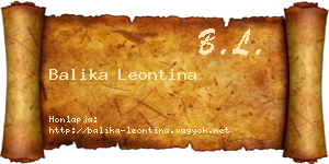 Balika Leontina névjegykártya